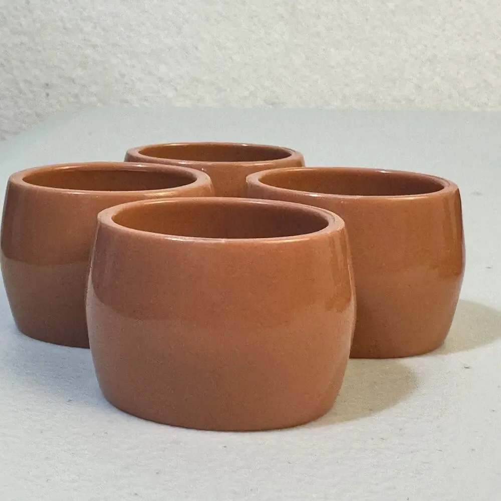 Set of Four (4) VTG Pink Terracotta MCM Acrylic Napkin Rings Dining Barware